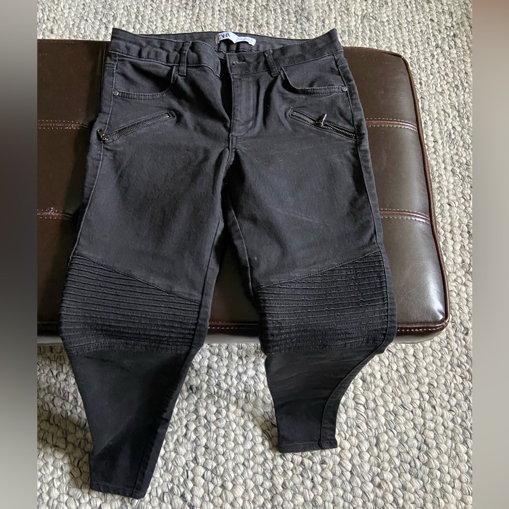 Zara black moto skinny jean